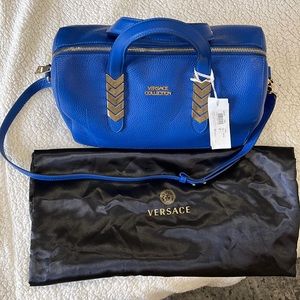 Blue Vitelli Leather Satchel